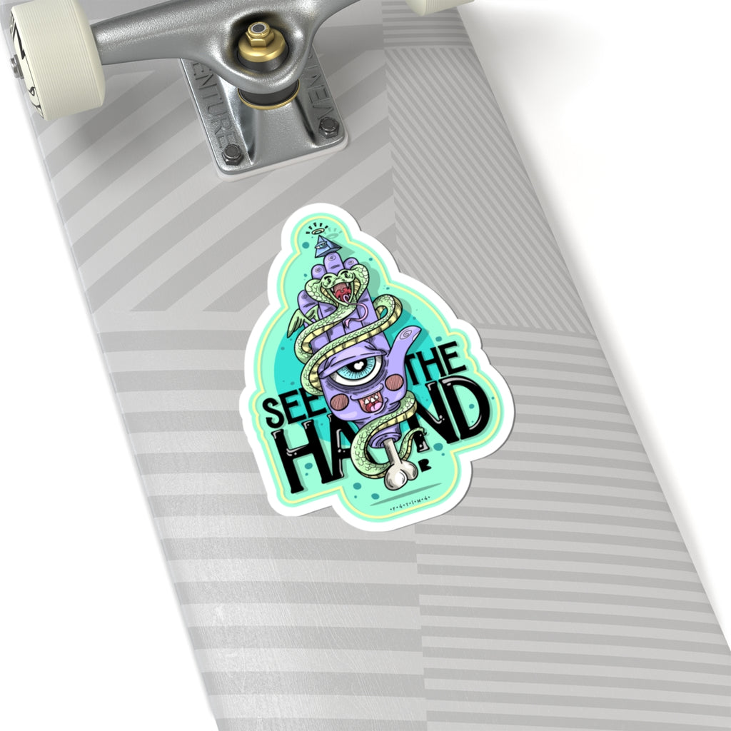 "F4T1M4" Modern Hamsa Hand Vinyl Sticker – Mystical Art Decal