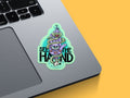 "F4T1M4" Modern Hamsa Hand Vinyl Sticker – Mystical Art Decal