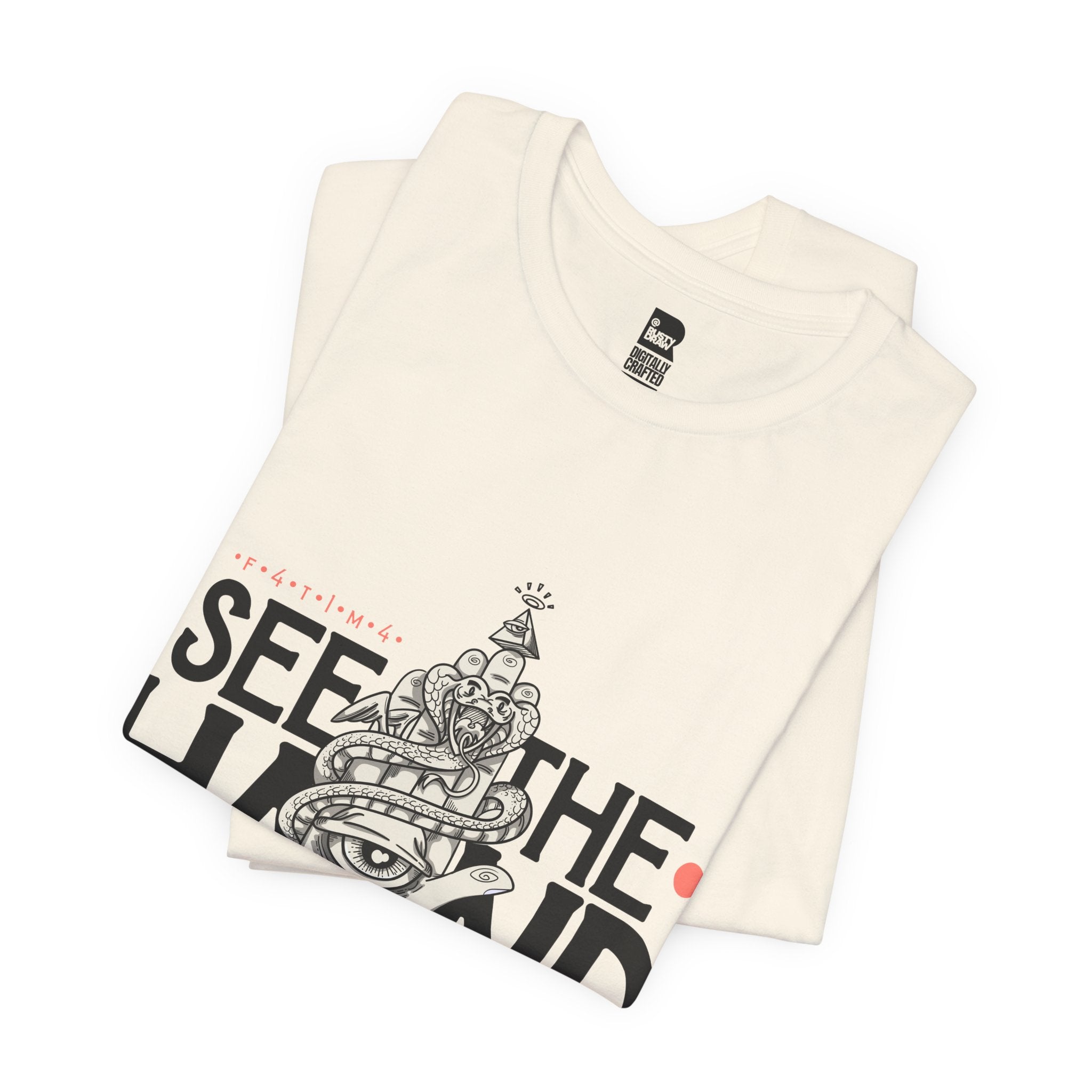 "F4T1M4" Modern Hamsa Hand – Mystical Graphic Art Tee